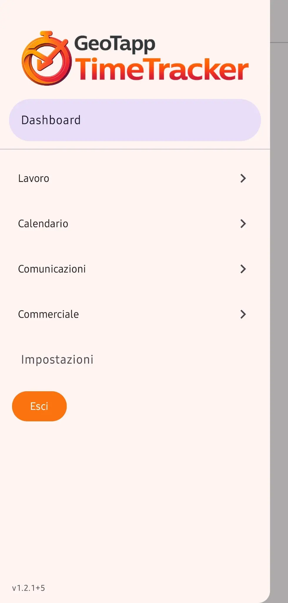 GeoTapp TimeTracker — Menu