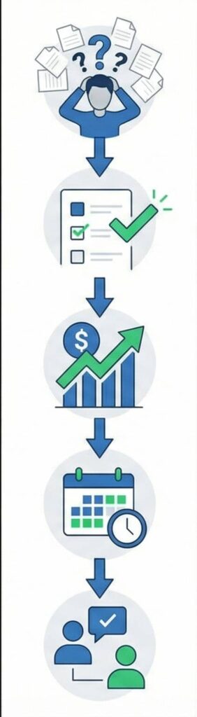 5 problemi che GeoTapp-Flow risolve: caos fogli, lavori persi, controllo margini, organizzazione, comunicazione
