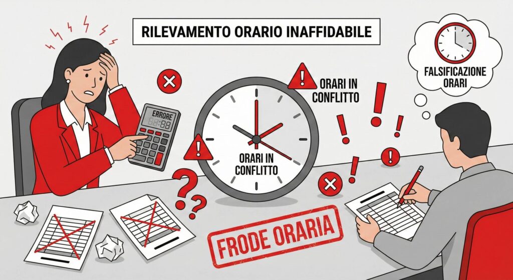 Timbrature cartacee falsificabili e dispute tra azienda e dipendenti sulle ore lavorate con calcoli sbagliati