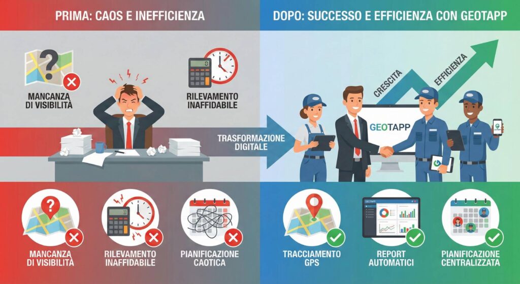 Trasformazione digitale da problemi a opportunità con GeoTapp per aziende sicurezza e pulizie con personale esterno