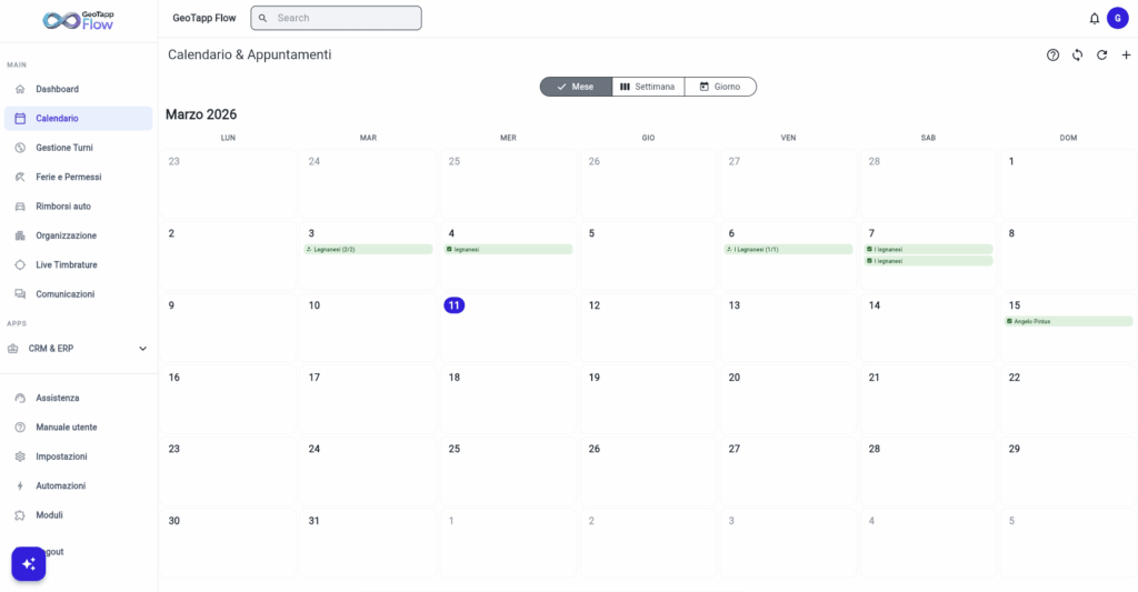 Calendario Geotapp Flow