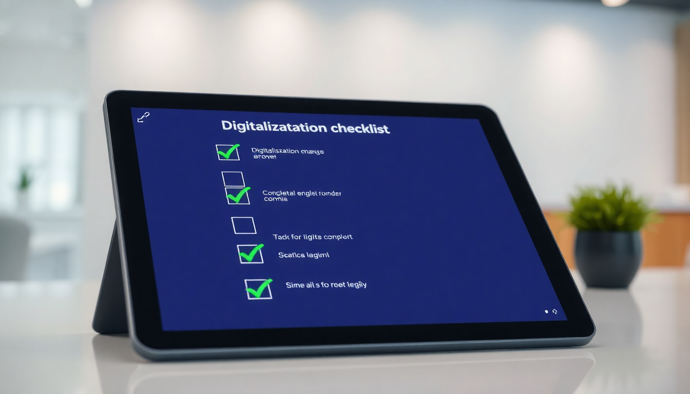 Tablet mit Digitalisierungs-Checkliste