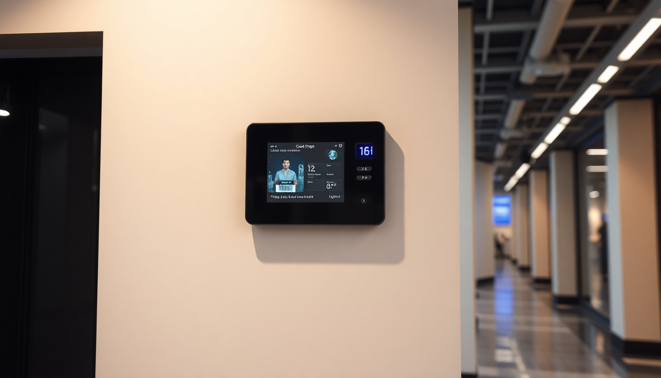 Terminal de pointage numérique dans immeuble commercial
