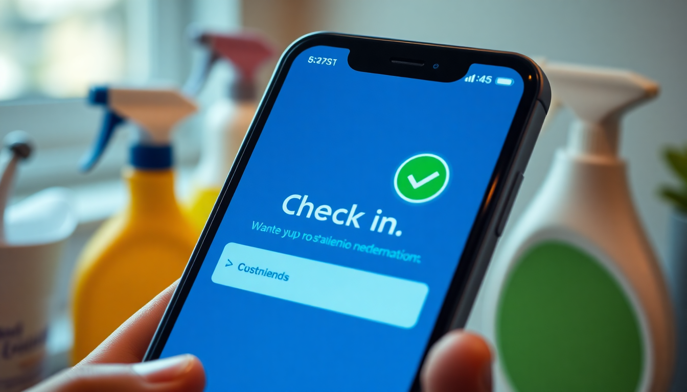 GPS check-in bevestiging schoonmaak