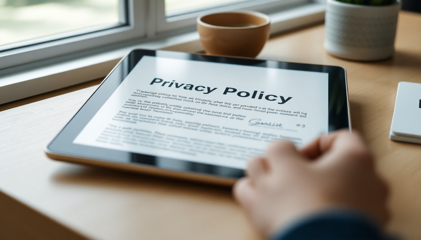 Privacyverklaring op tablet met digitale handtekening