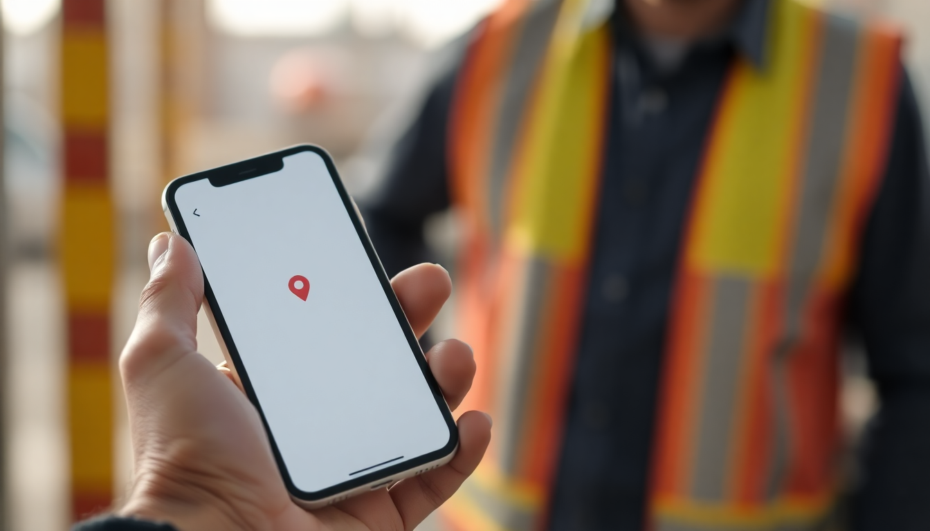 Smartphone con pin di posizione al check-in