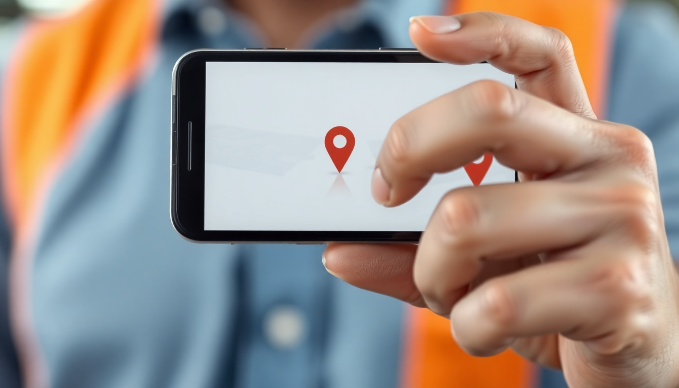 Smartphone showing a single location pin