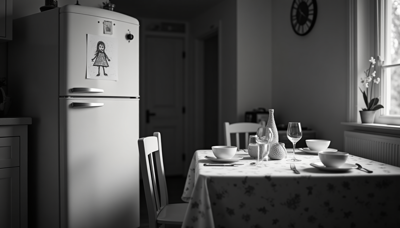 Il disegno di un bambino sul frigo